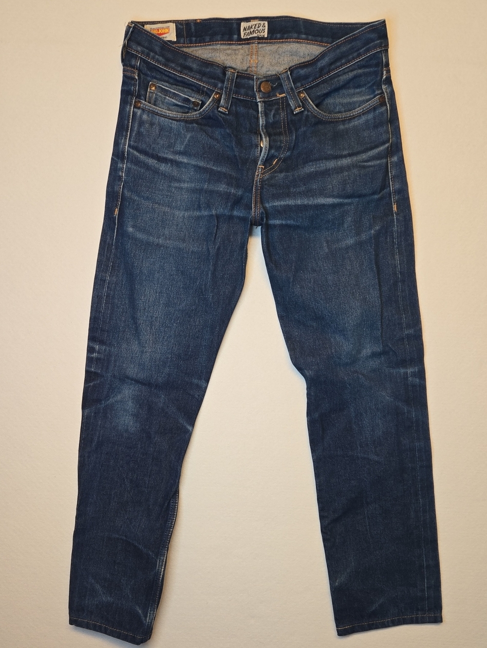 Naked & Famous Big John Selvage Repro Of 1st Ever Japenese Denim Blue Wash Jeans
